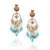 Gold Plated Kundala Turquoise Kundan Chandbali Earrings