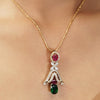 Gemstone Harisha 22k Gold Plated Pendant Set