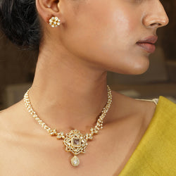 Gemstone Harisha navya 22k Gold Plated Pendant Set