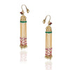 Gold Plated Kundala Red Green Bugdi Tassel Earrings