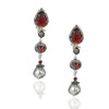 Silver Plated Kundala Garnet  Victorian Earrings