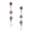 Silver Plated Kundala Garnet  Victorian Earrings