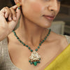 Gemstone Hiranya 22k Gold Plated Pendant Set