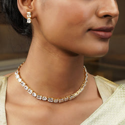 Gemstone Jayashree 22k Gold Plated Necklace Set