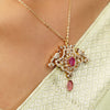 Gemstone Kamari 22k Gold Plated Pendant Set