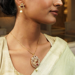 Gemstone navya 22k Gold Plated Pendant Set