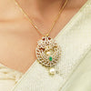 Gemstone Kangana 22k Gold Plated Pendant Set