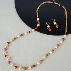 Dor Gold Plated Ruby Jade Pearl String Set