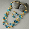 Dor Gold Plated Blue Topaz Double Strand String Set