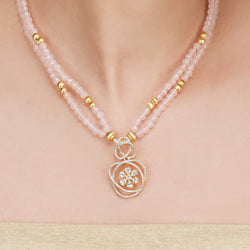 Basant Gold Plated Zircon Rose Quartz Necklace Set