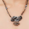 Silver Plated Poorak Zircon Smokey Quartz Necklace Set