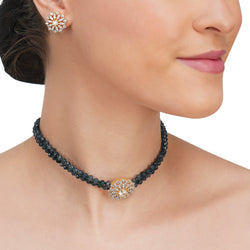 Basant Gold Plated Zircon Iolite Choker Set