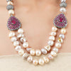 Silver Plated Poorak Victorian Ruby Baroque  Necklace Set