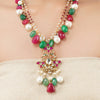 Gold Plated Poorak Kundan Red Green Necklace Set