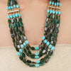 Gold Plated Poorak Kundan Haram Green Blue Necklace Set