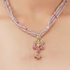 Gold Plated Poorak Ruby Rose Quartz Necklace set