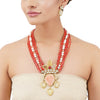 Gold Plated Poorak Coral Citrine Kundan Necklace Set