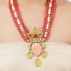 Gold Plated Poorak Coral Citrine Kundan Necklace Set
