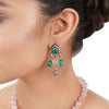 Silver Plated Poorak Zircon Green Onyx Necklace Set