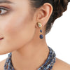 Gold Plated Poorak Kundan Blue Necklace Set