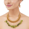 Gold Plated Poorak Peridot Tassel Necklace Set