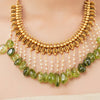 Gold Plated Poorak Peridot Tassel Necklace Set