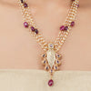 Gold Plated Poorak Ruby Pearl Necklace Set