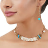 Gold Plated Poorak Turquoise Pearl Choker Set