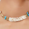 Gold Plated Poorak Turquoise Pearl Choker Set