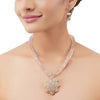 Gold Plated Poorak Rose Quartz Zircon Pendant Necklace Set