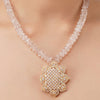 Gold Plated Poorak Rose Quartz Zircon Pendant Necklace Set