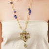 Gold Plated Poorak Kundan Lapiz Necklace Set