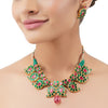 Gold Plated Poorak Green Red Kundan Choker Set