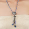 Silver Plated Poorak Zircon Blue Tassel Necklace Set