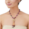 Gold Plated Poorak Tourmaline Tassel Necklace Set