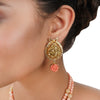 Gold Plated Poorak Ganapati Carved Coral Necklace Set