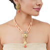 Gold Plated Poorak Ganapati Carved Coral Necklace Set