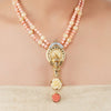 Gold Plated Poorak Ganapati Carved Coral Necklace Set