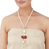 Gold Plated Ratnahaar Kundan Coral Mother of Pearl Necklace