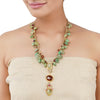 Gold Plated Ratnahaar Kundan Green Onyx Carnelian Necklace