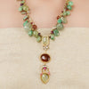 Gold Plated Ratnahaar Kundan Green Onyx Carnelian Necklace