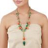 Gold Plated Ratnahaar Kundan Malachite Coral Necklace