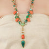 Gold Plated Ratnahaar Kundan Malachite Coral Necklace