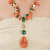 Gold Plated Ratnahaar Carved Coral Kundan Necklace