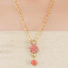 Gold Plated Ratnahaar Carved Coral Rose Necklace
