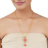 Gold Plated Ratnahaar Carved Coral Rose Necklace