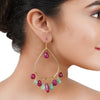 Gold Plated Bala Tourmaline & Green Onyx Hoop Earrings