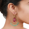 Gold Plated Bala Tourmaline & Fluorite Hoop Earrings