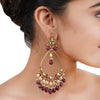 Gold Plated Bala Kundan Ruby Hoop Earrings