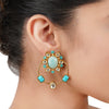 Gold Plated Bala Kundan Prehnite Turquoise Earrings